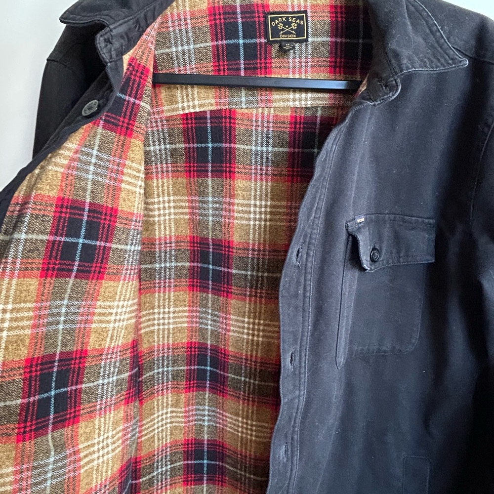 Dark Seas Mechanist Black Men's Jacket with plaid lining , size M Cotton - Picture 3 of 8